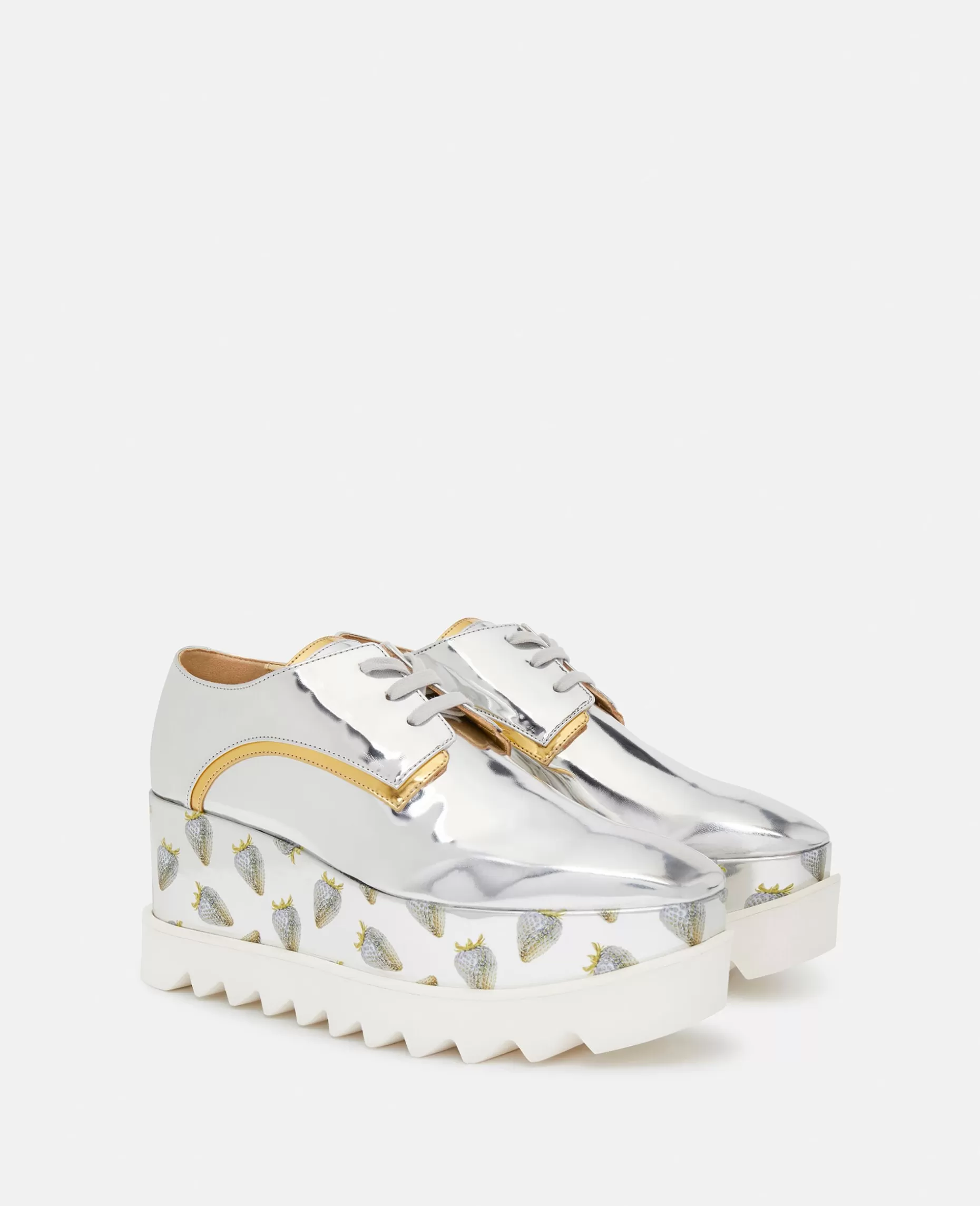Elyse Strawberry-Print Metallic Platform Sko^Stella McCartney Flash Sale
