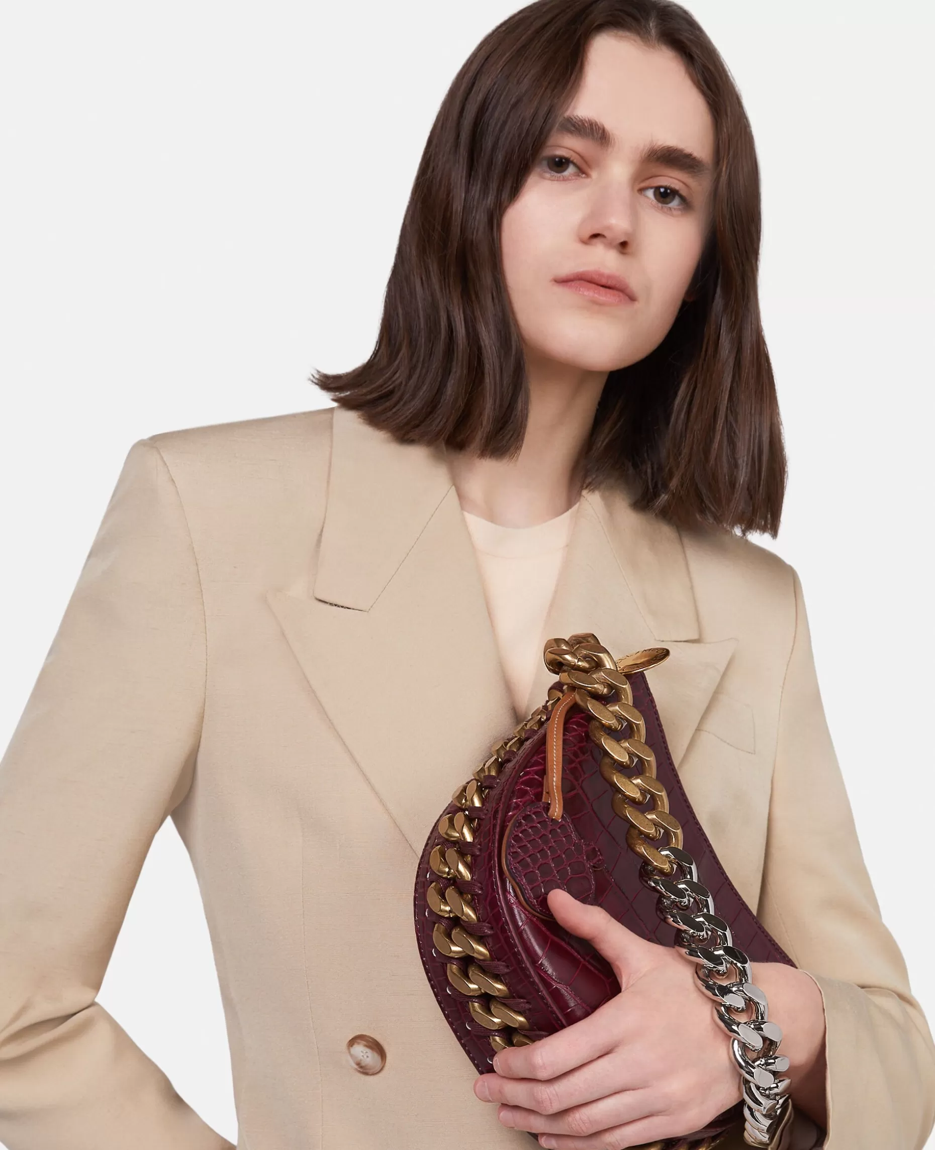 Frayme Croc-Effect Praeget Lille Skuldertaske^Stella McCartney Clearance