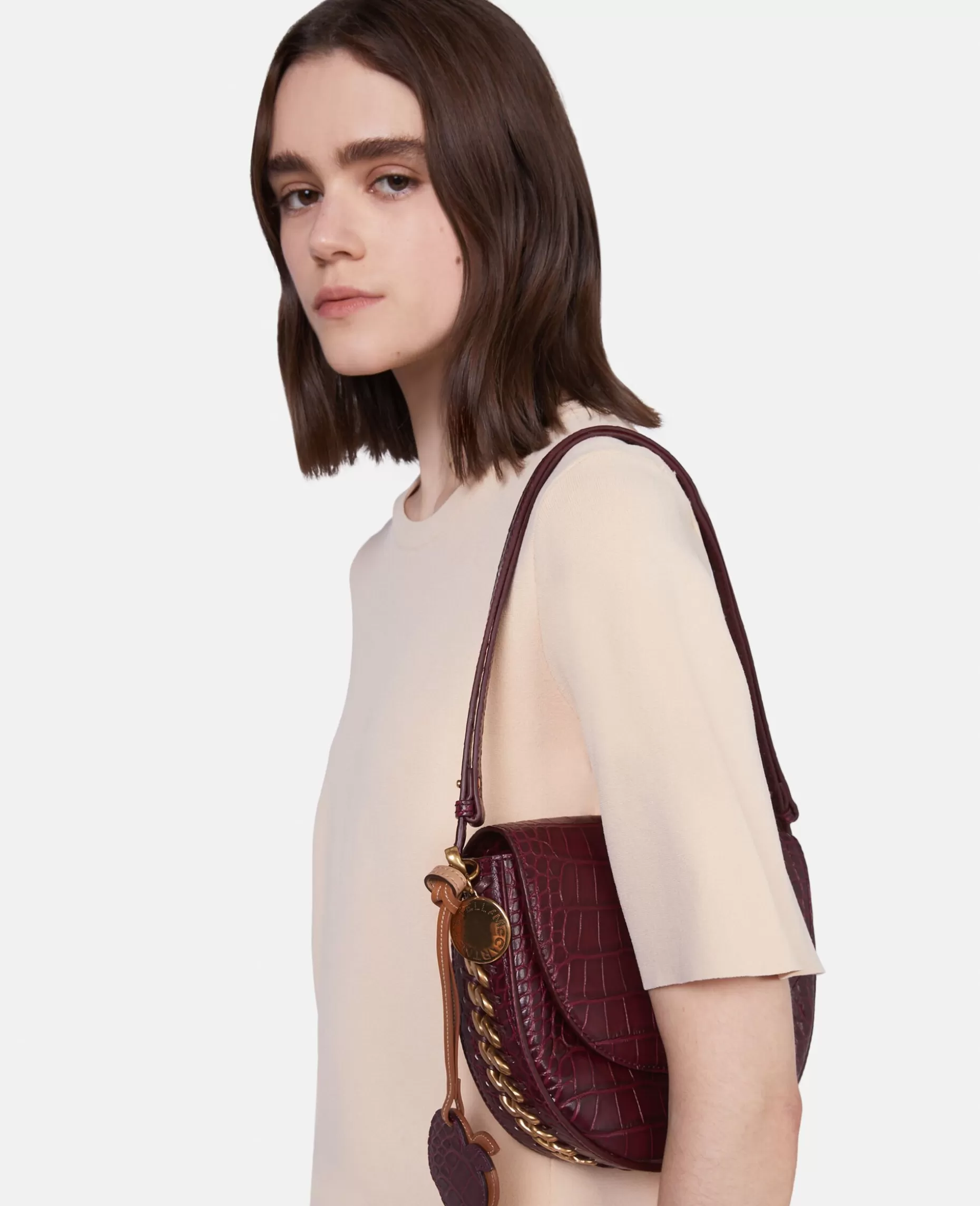 Frayme Croc-Effect Praeget Medium Flap Skuldertaske^Stella McCartney Flash Sale