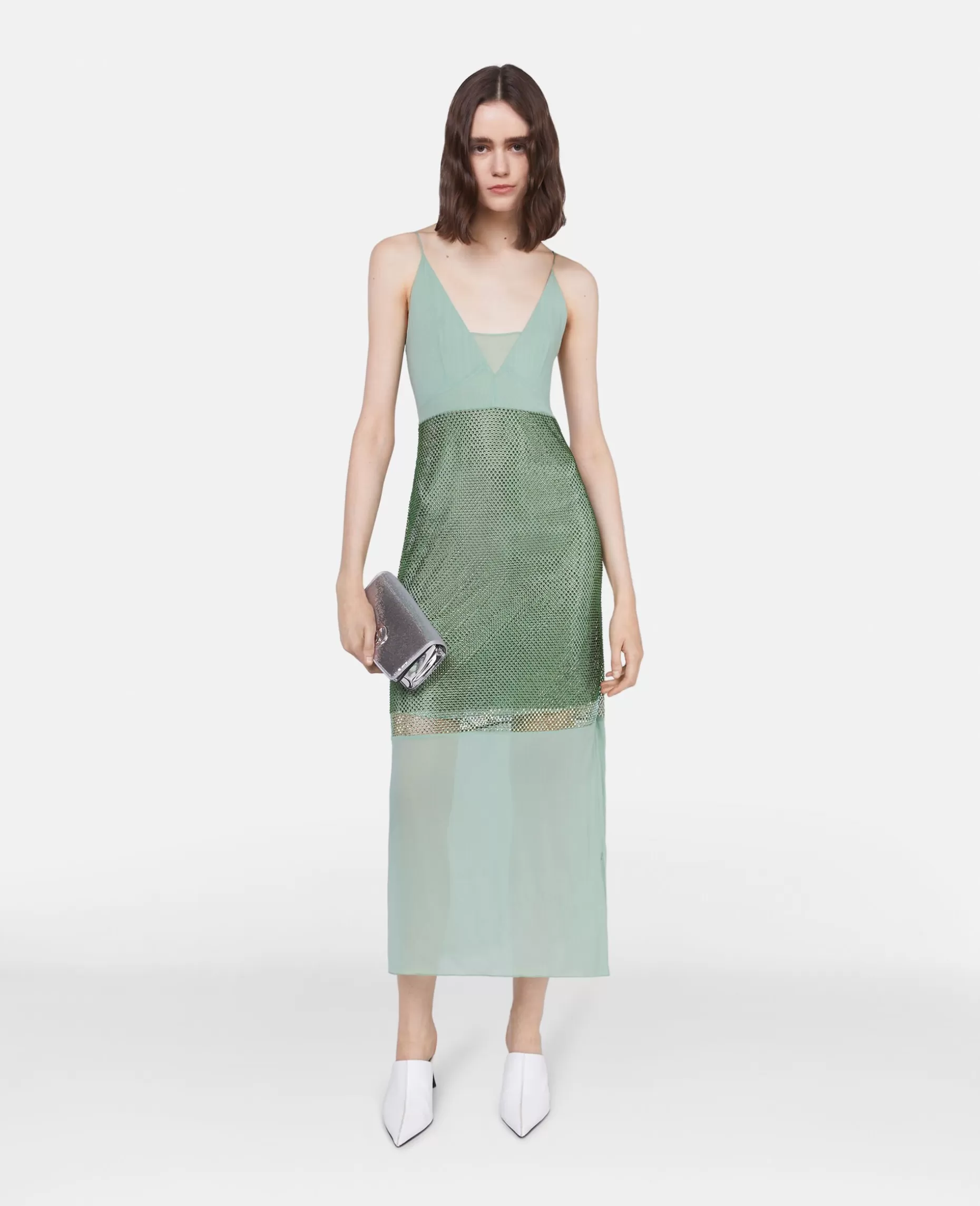 Krystal Panel Satin Slip Kjole^Stella McCartney Fashion