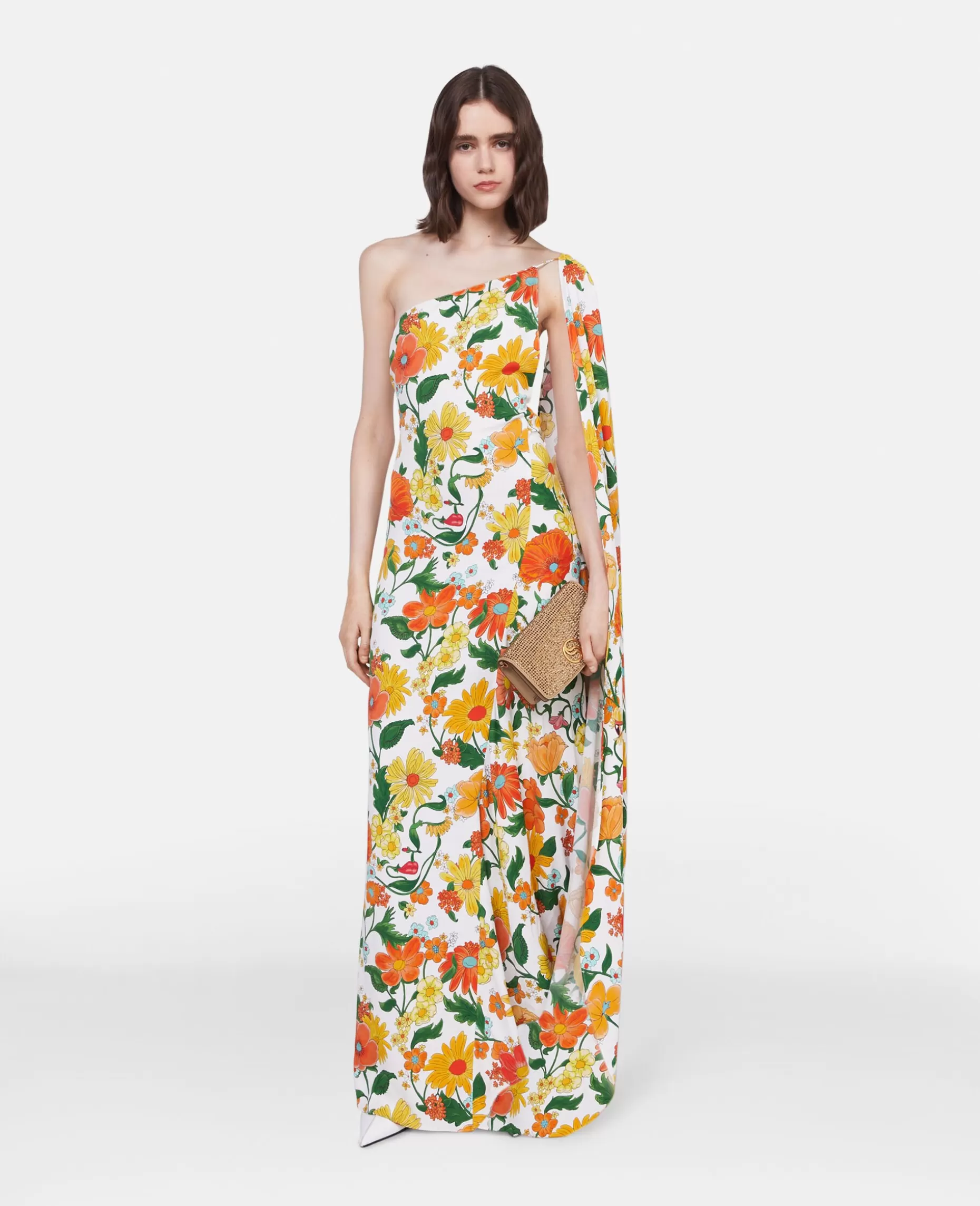 Lady Garden Print One-Soulder Cape Gown^Stella McCartney Best Sale